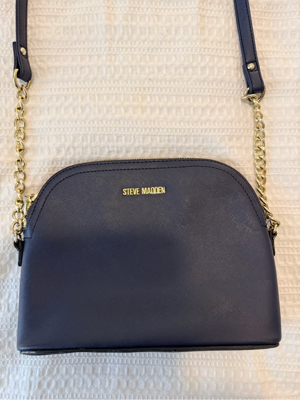 Steve Madden Navy Crossbody with Gold Chain Detail